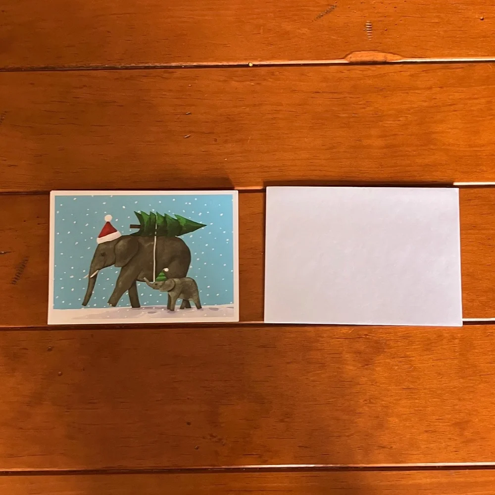Partially Used Elephant Christmas Holiday Cards